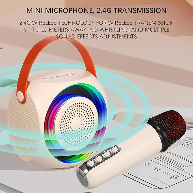 Mini Karaoke Machine + 2 Wireless Microphone