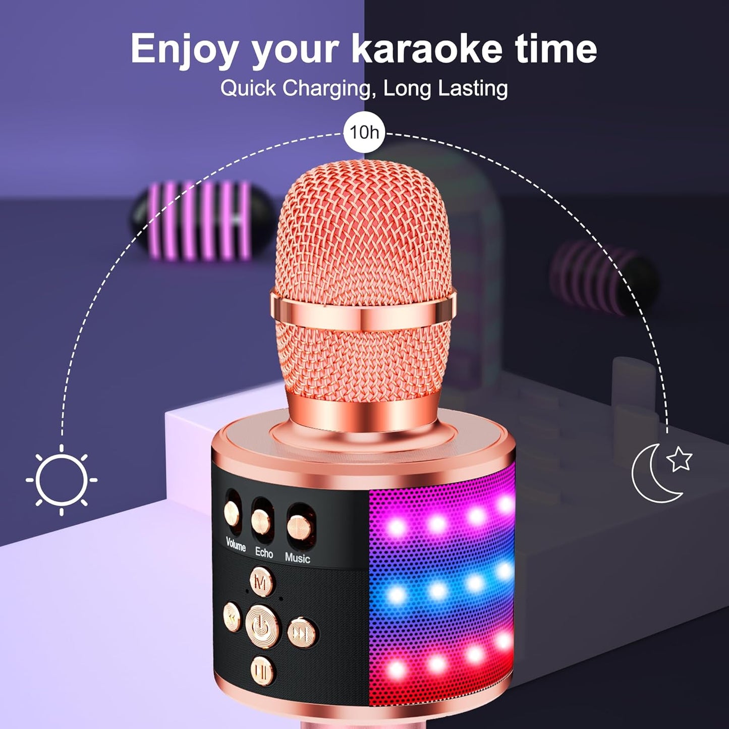 Wireless Bluetooth Karaoke Microphone - Rose Gold