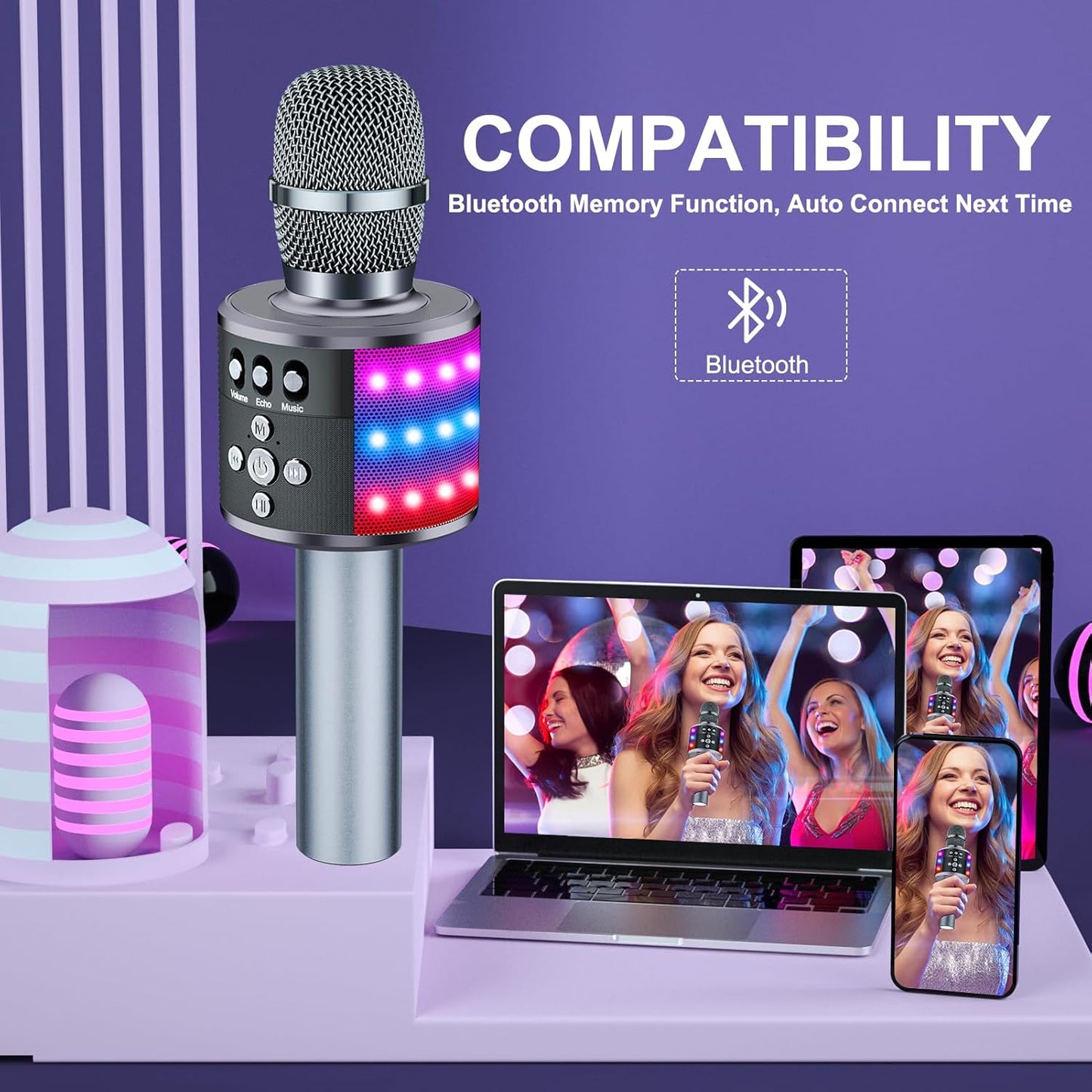 Wireless Bluetooth Karaoke Microphone - Space Gray