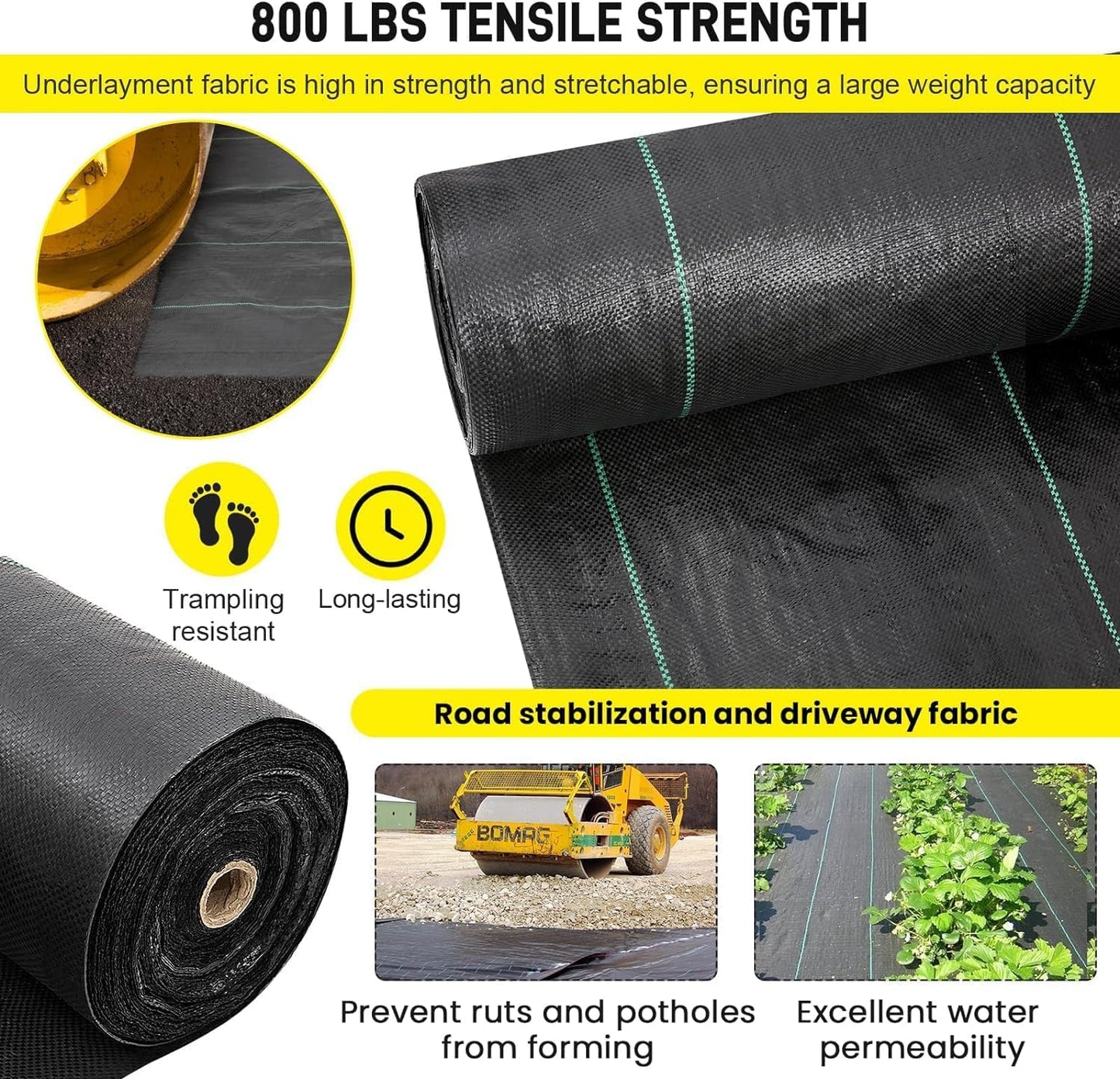 13x65ft Commercial Barrier Landscape Fabric Heavy Duty