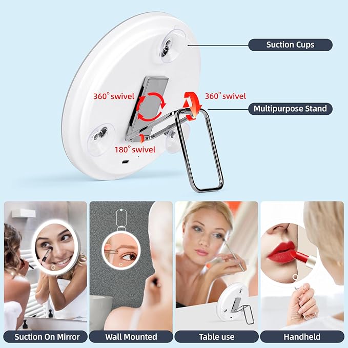 5X Magnifying Mirror with 3 Lights Color Modes