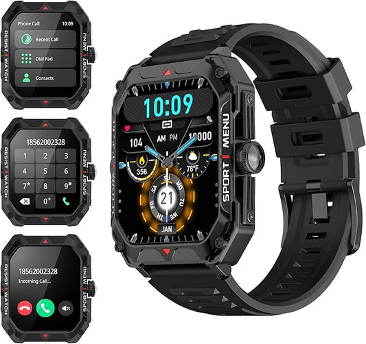 Military Smart Watch with Fitness Tracker Modes - 2.02"