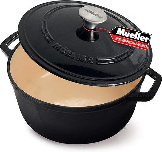MÜELLERHOME 7.5 QT Heavy-Duty Enameled Cast Iron Dutch Oven