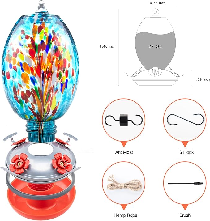 Glass Hummingbird Feeder