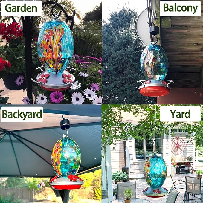 Glass Hummingbird Feeder