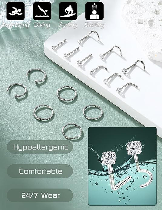 22G Hypoallergenic Nose Piercing Jewelry