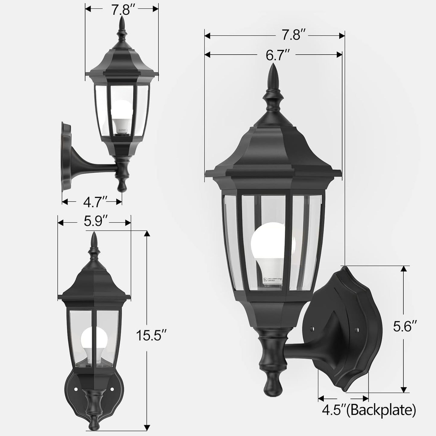 Outdoor Porch Sconce LED Exterior Wall Anti-Corrosion Plastic