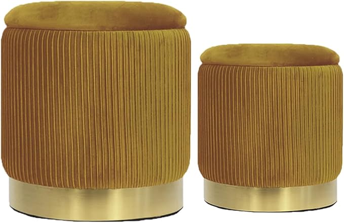 2 Round Velvet Ottoman w/ Storage