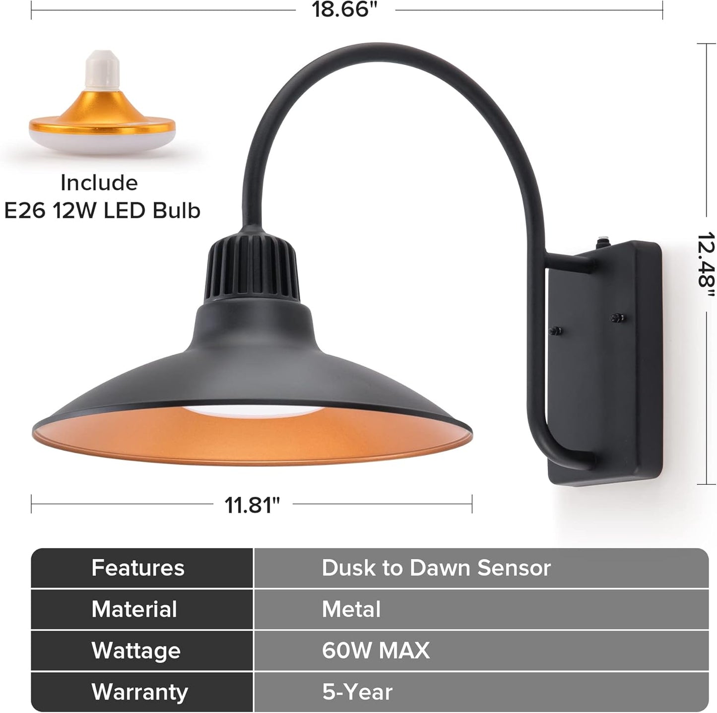LUTEC Outdoor Gooseneck LED Light Fixture