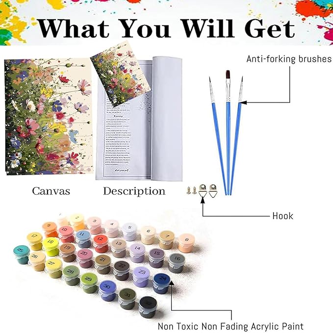 Paint by Numbers for Adults, Flowers - 12x16inch