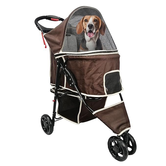 Pet Stroller for Small Medium Animal - Brown