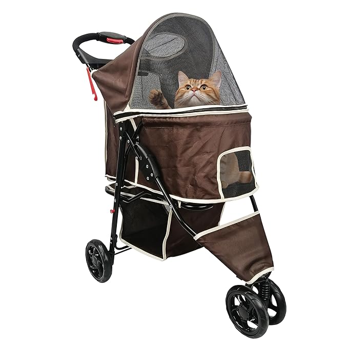Pet Stroller for Small Medium Animal - Brown