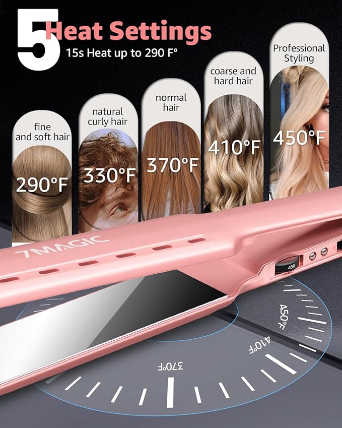 1" Nano Titanium Flat Iron for Wet & Dry Hair