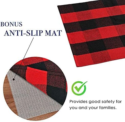 Buffalo Plaid Outdoor Indoor Rug  23.5 x 52 in