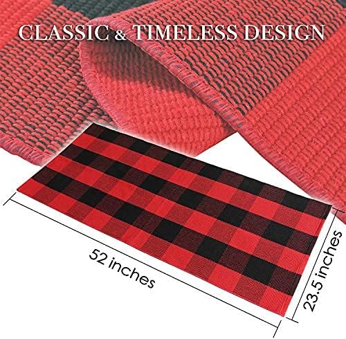 Buffalo Plaid Outdoor Indoor Rug  23.5 x 52 in