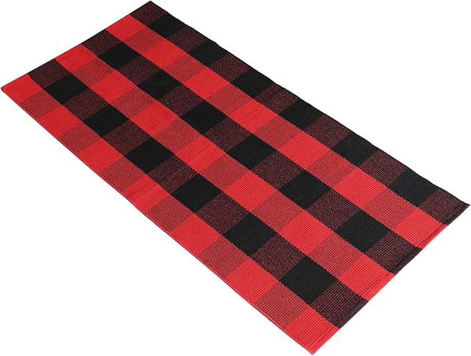 Buffalo Plaid Outdoor Indoor Rug  23.5 x 52 in