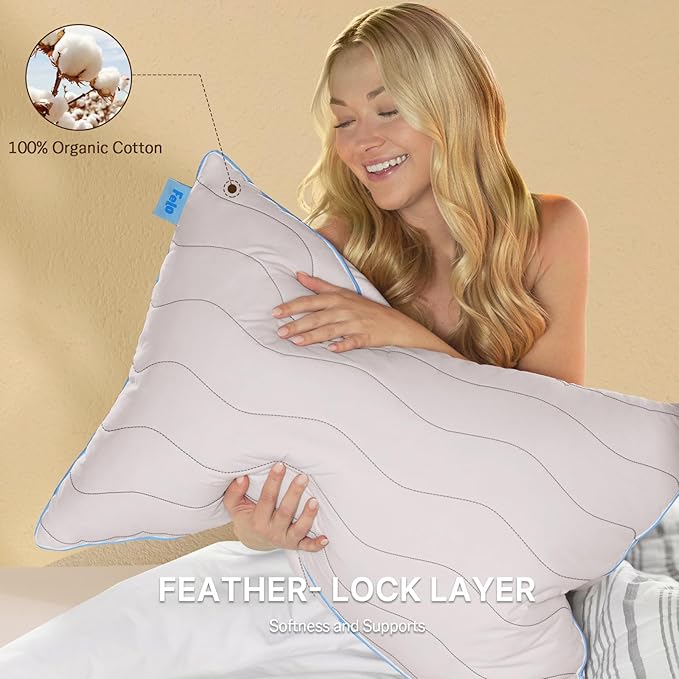 2 Queen Size Feather Down Pillows