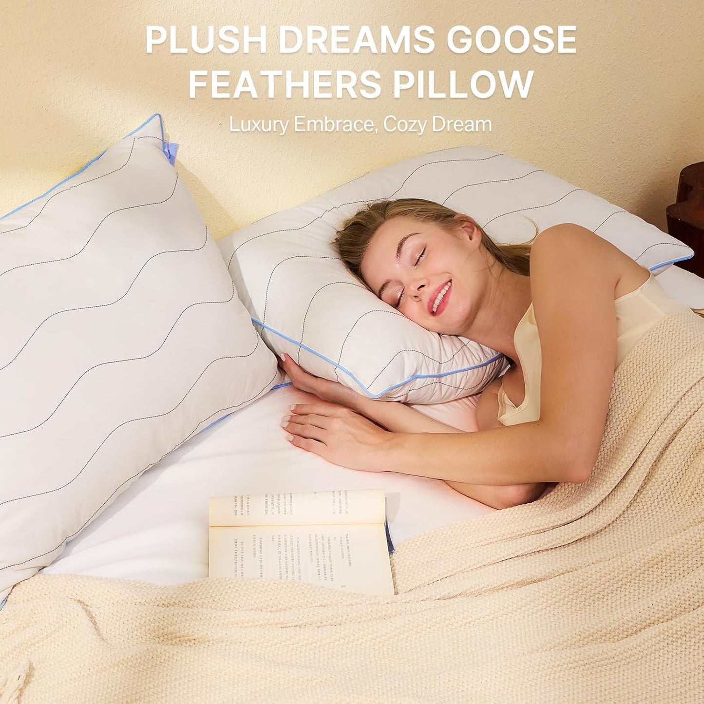 2 Queen Size Feather Down Pillows