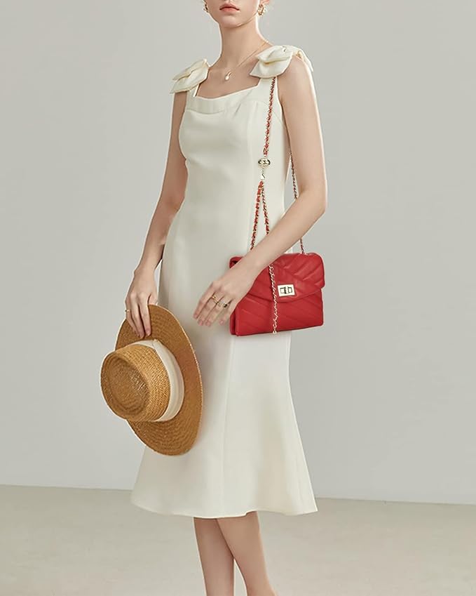 Quilted Crossbody Handbag - Red