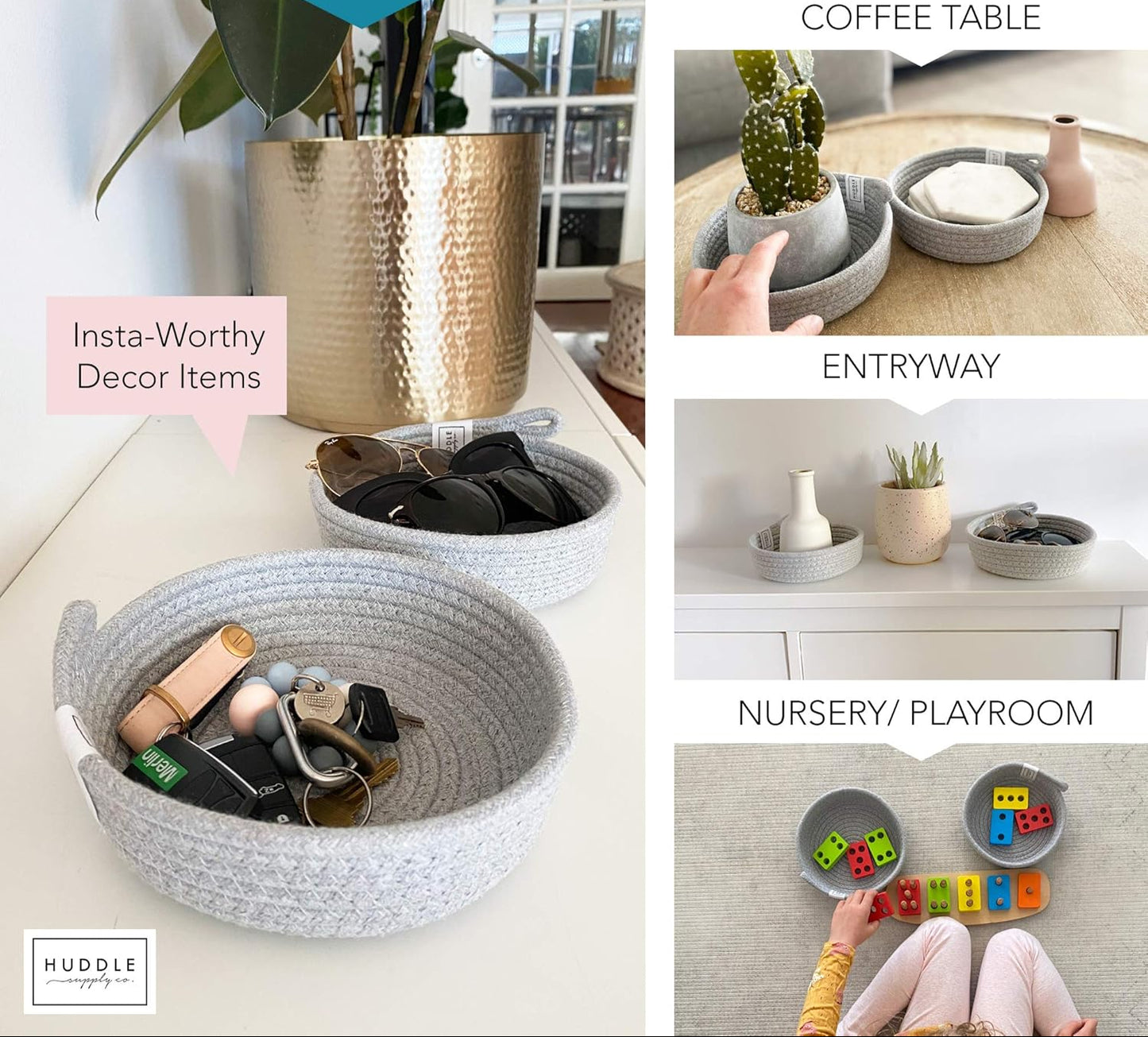 2PC Small Cotton Rope Baskets