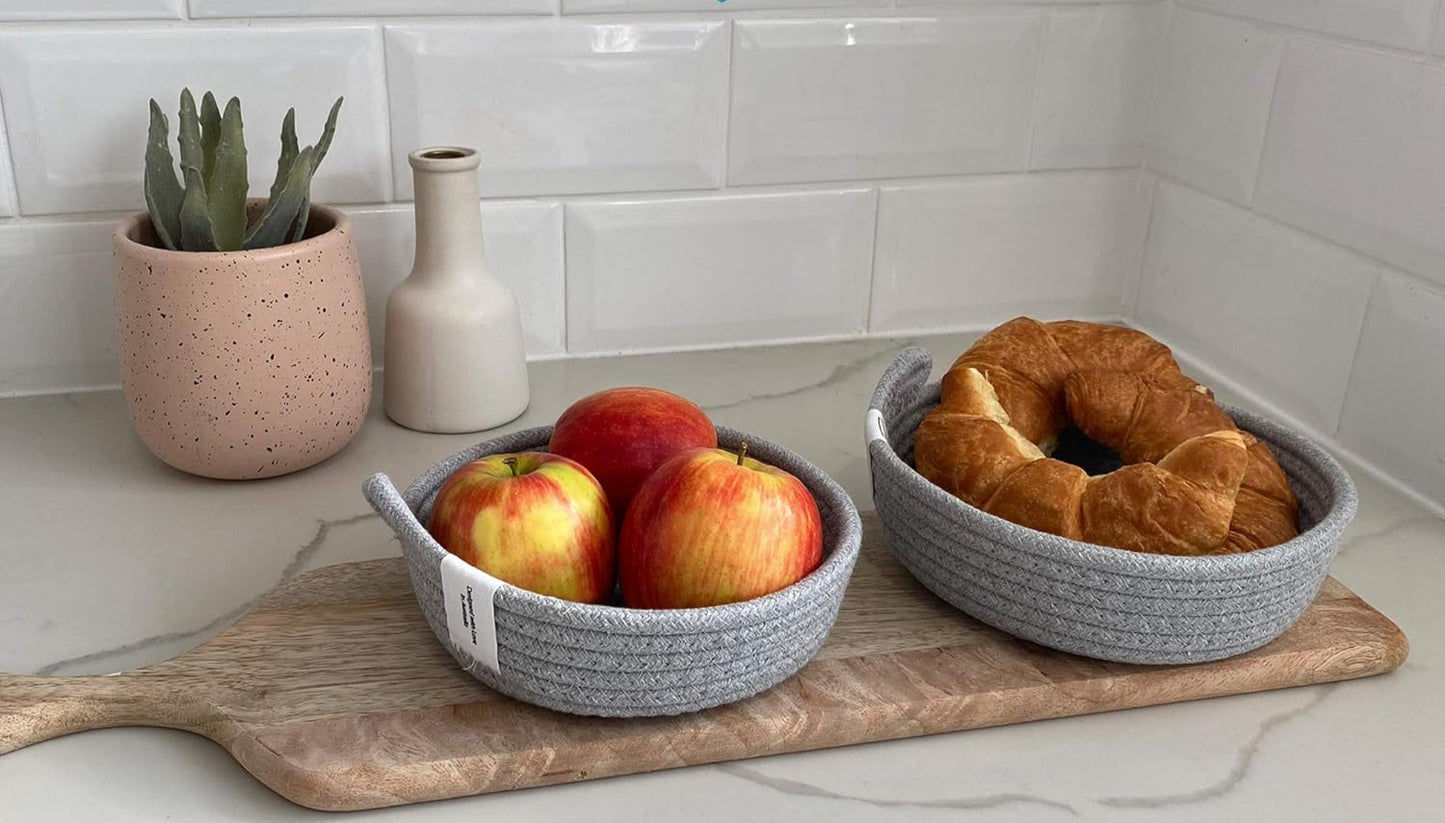 2PC Small Cotton Rope Baskets