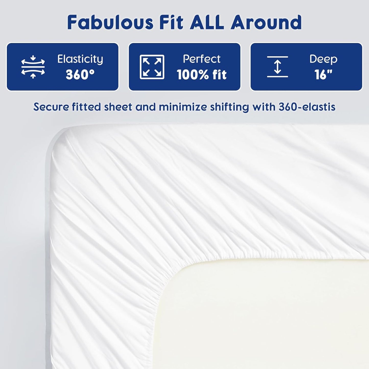 100% Egyptian Cotton Bed Sheets Queen Size 4pc 1200 Thread Count - White