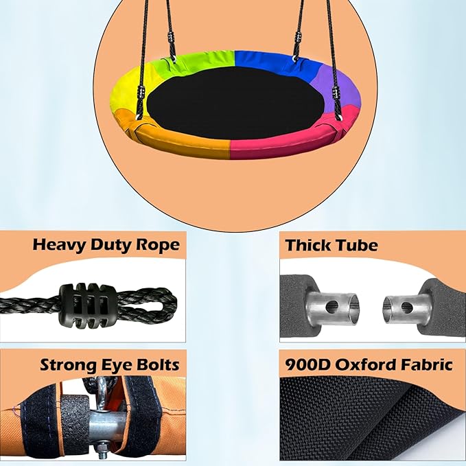 40 Inch Saucer Tree Swing Set for Kids & Adults, up to 500 lbs