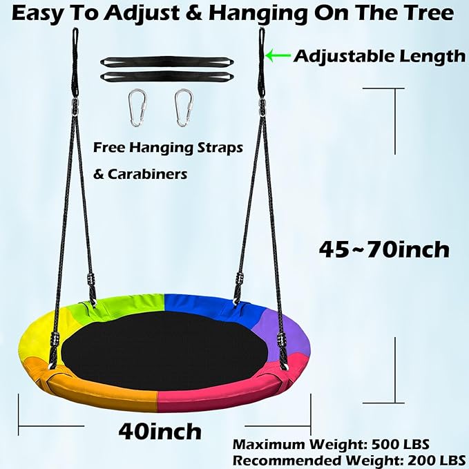 40 Inch Saucer Tree Swing Set for Kids & Adults, up to 500 lbs