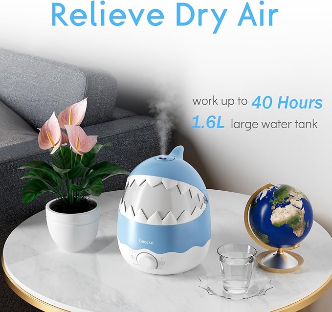 Cool Mist Humidifier for Nursery Room - Blue Shark