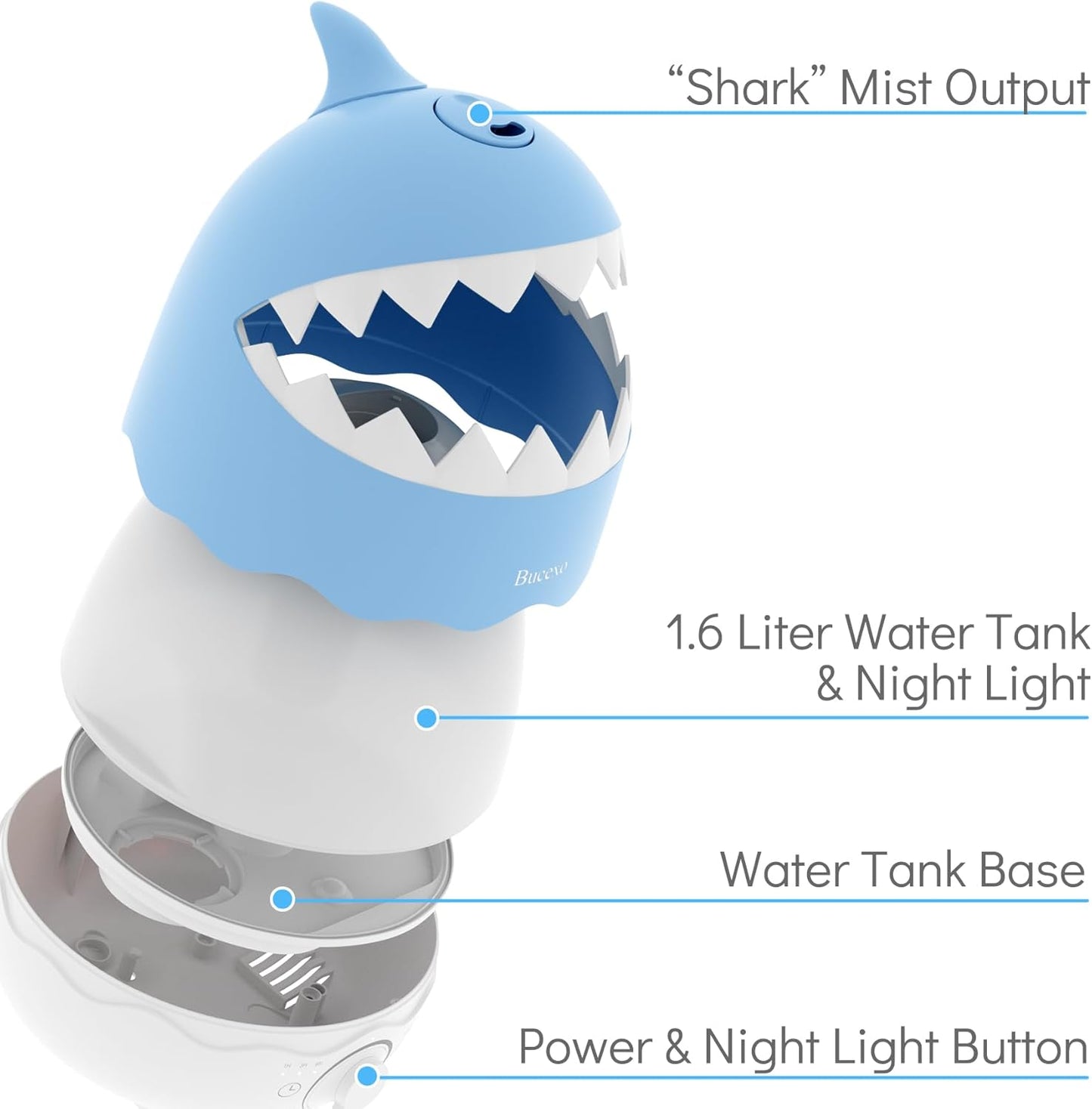 Cool Mist Humidifier for Nursery Room - Pink Shark