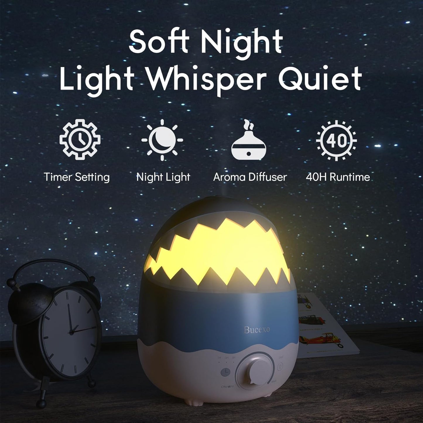 Cool Mist Humidifier for Nursery Room - Blue Shark