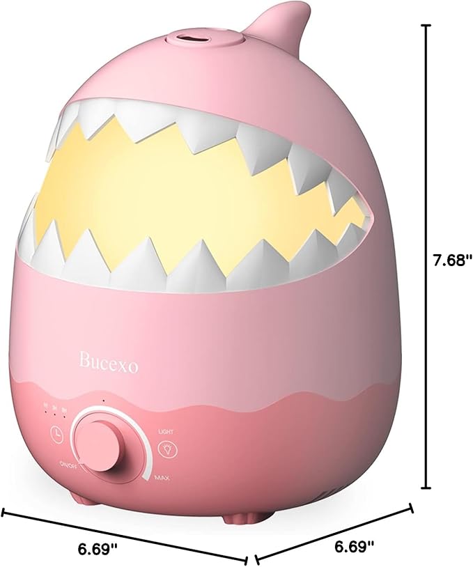 Cool Mist Humidifier for Nursery Room - Pink Shark