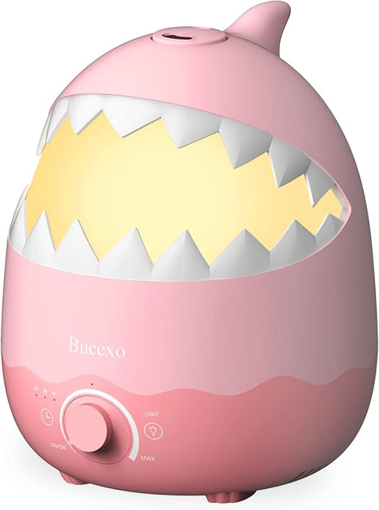 Cool Mist Humidifier for Nursery Room - Pink Shark