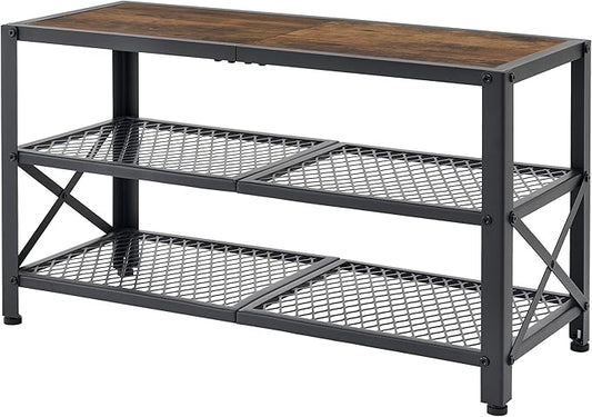 28in Rustic Style Wooden Shoe Bench