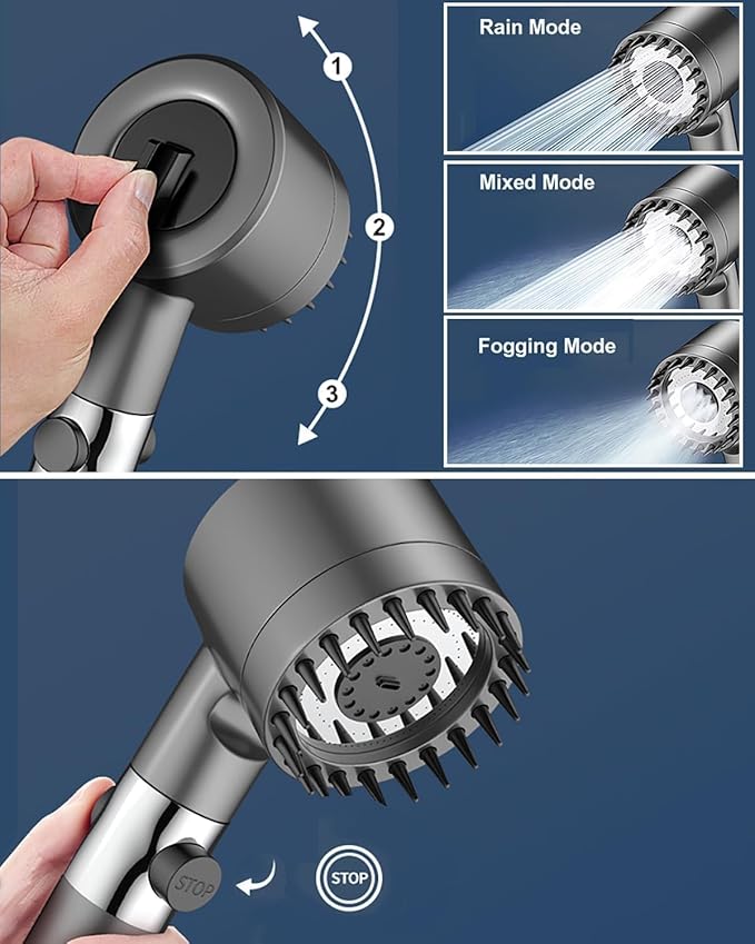 3 Spray Mode Filtered Shower Head