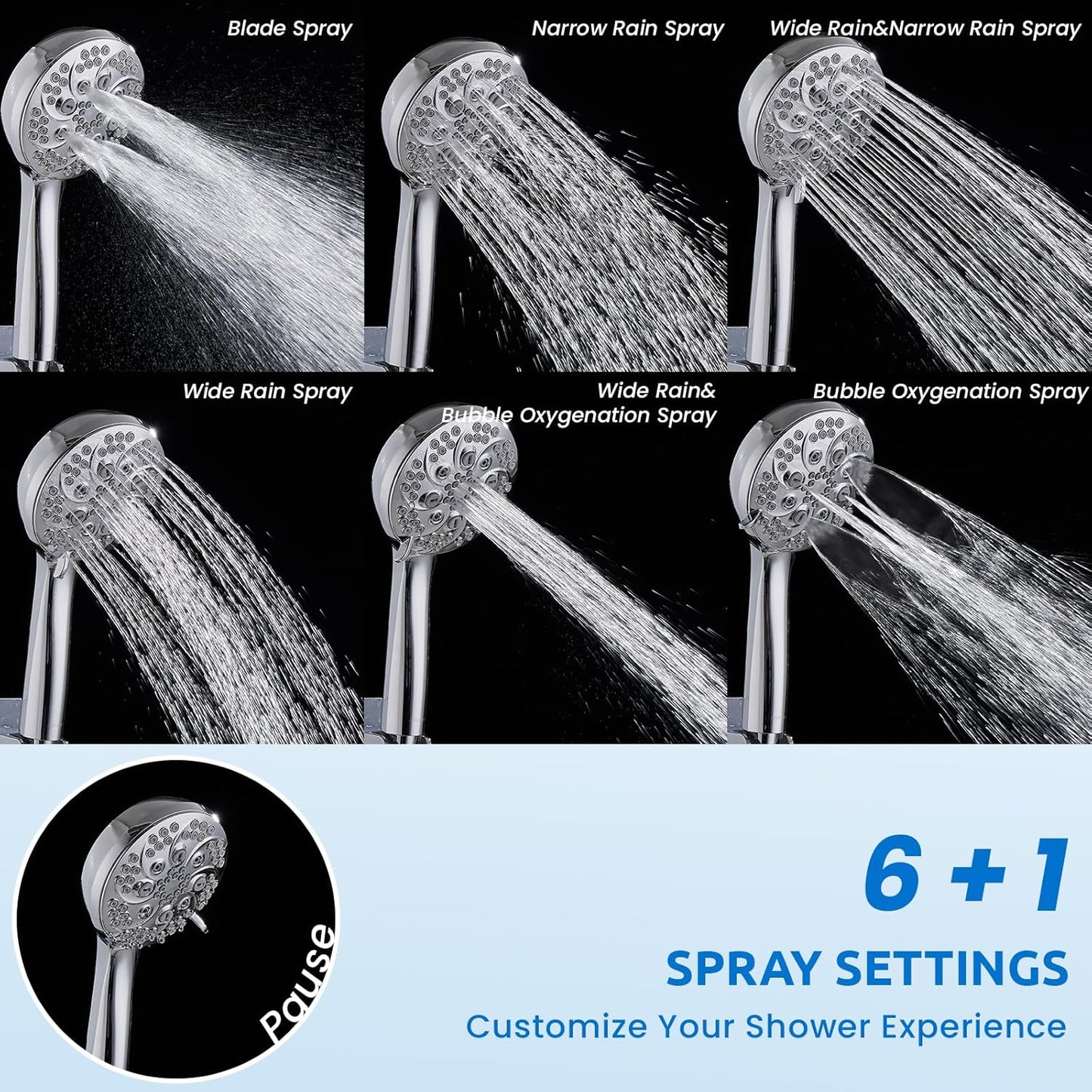 Ryamen Dual Shower Heads, 3 Way Rain Shower Head