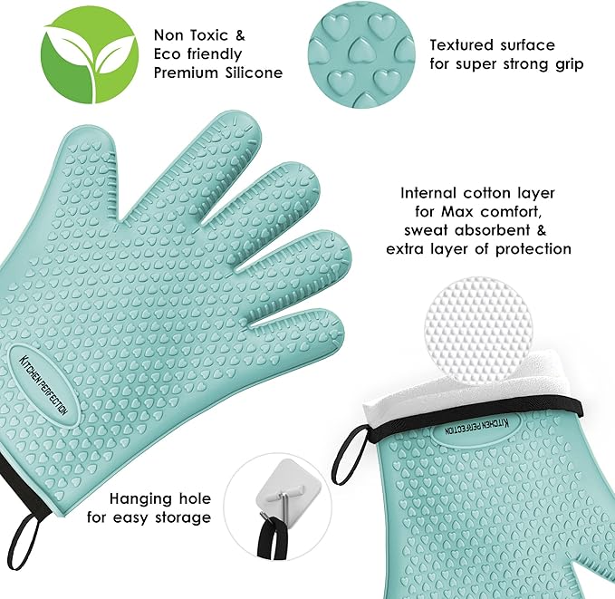 KITCHEN PERFECTION Silicone Heat Resistant Oven Gloves