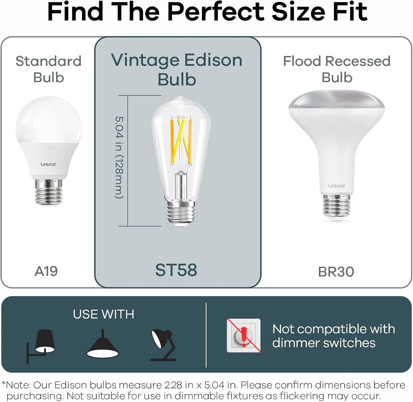 4pk Linkind E26 Smart Edison Bulbs with Remote - 2700K-6500K