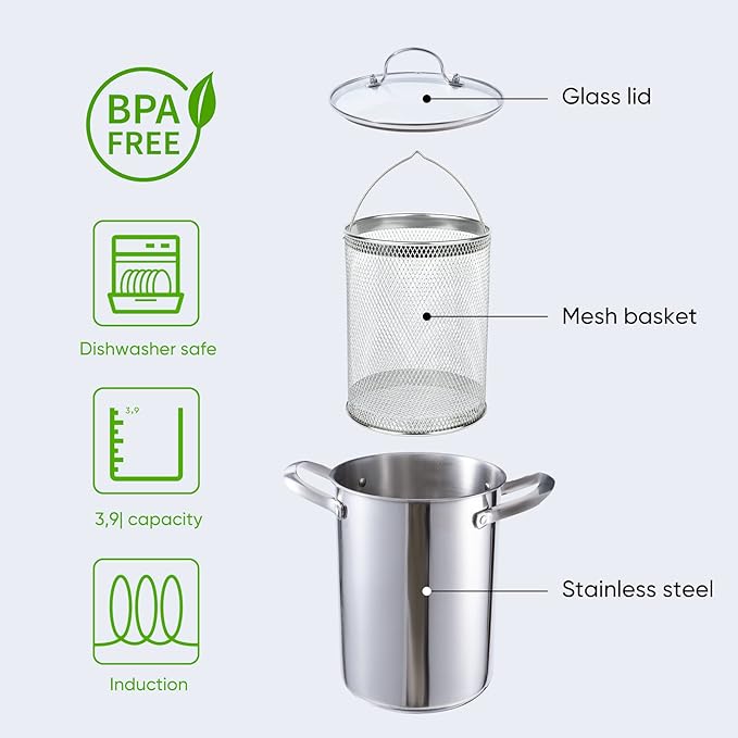 5L Stainless Steel Boiling & Frying Pot