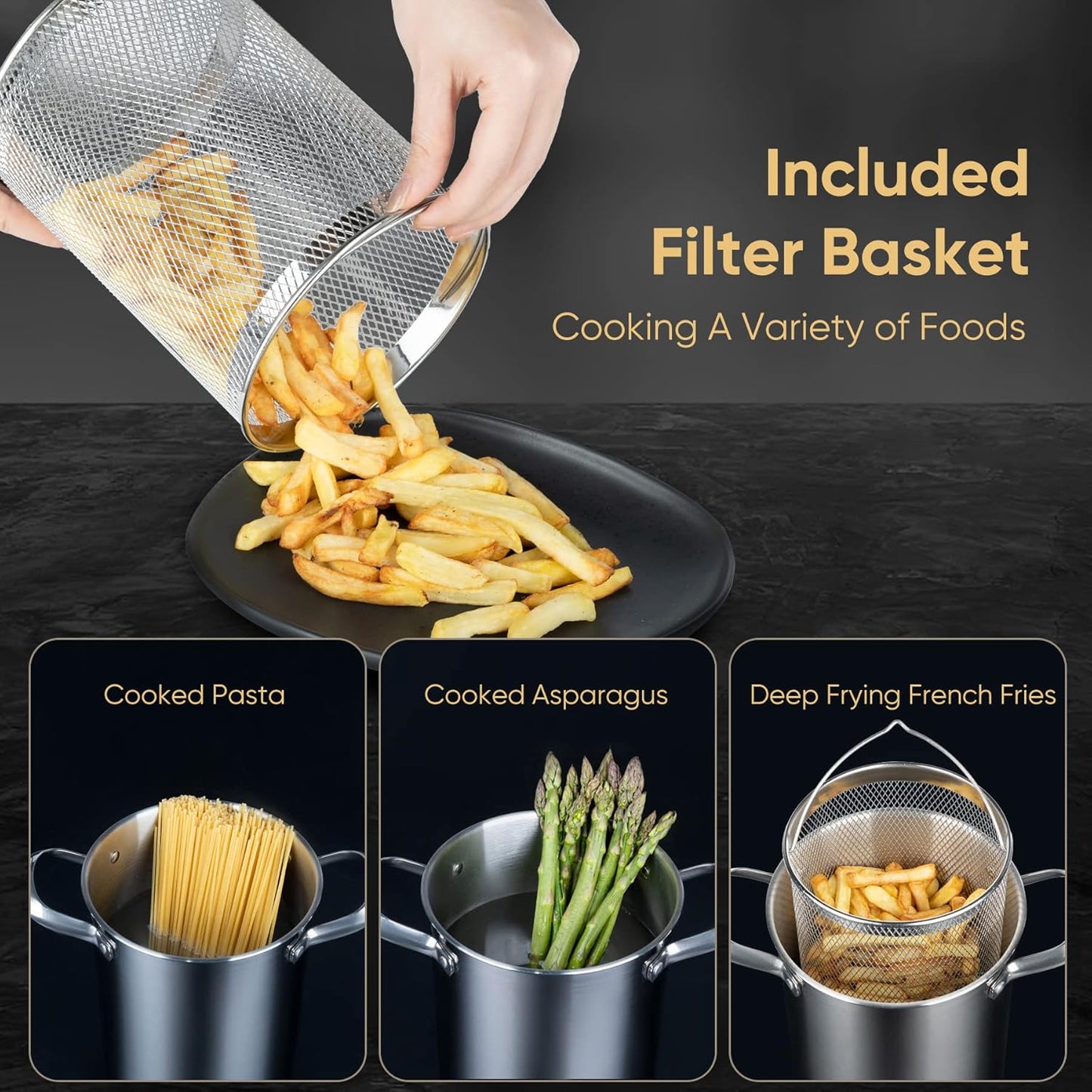 5L Stainless Steel Boiling & Frying Pot