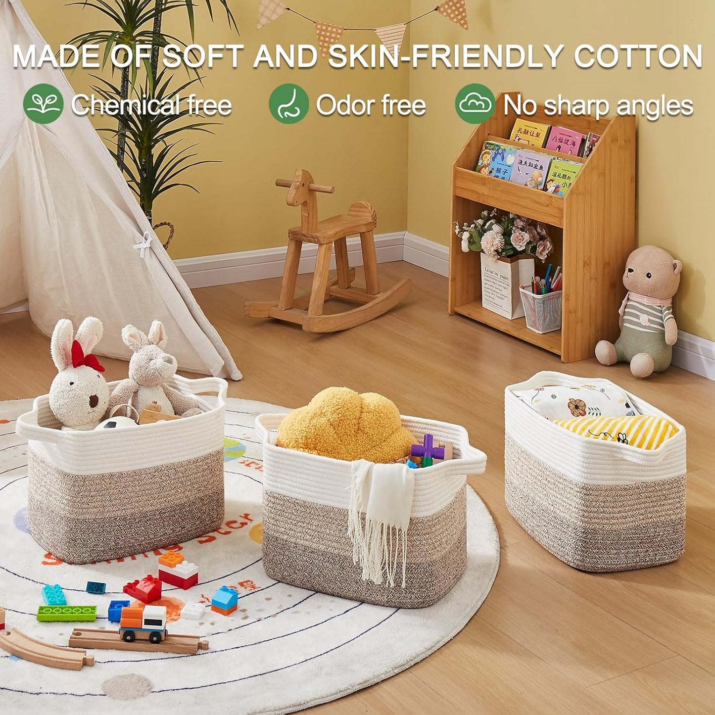 3pc Woven Cotton Rope Storage Baskets