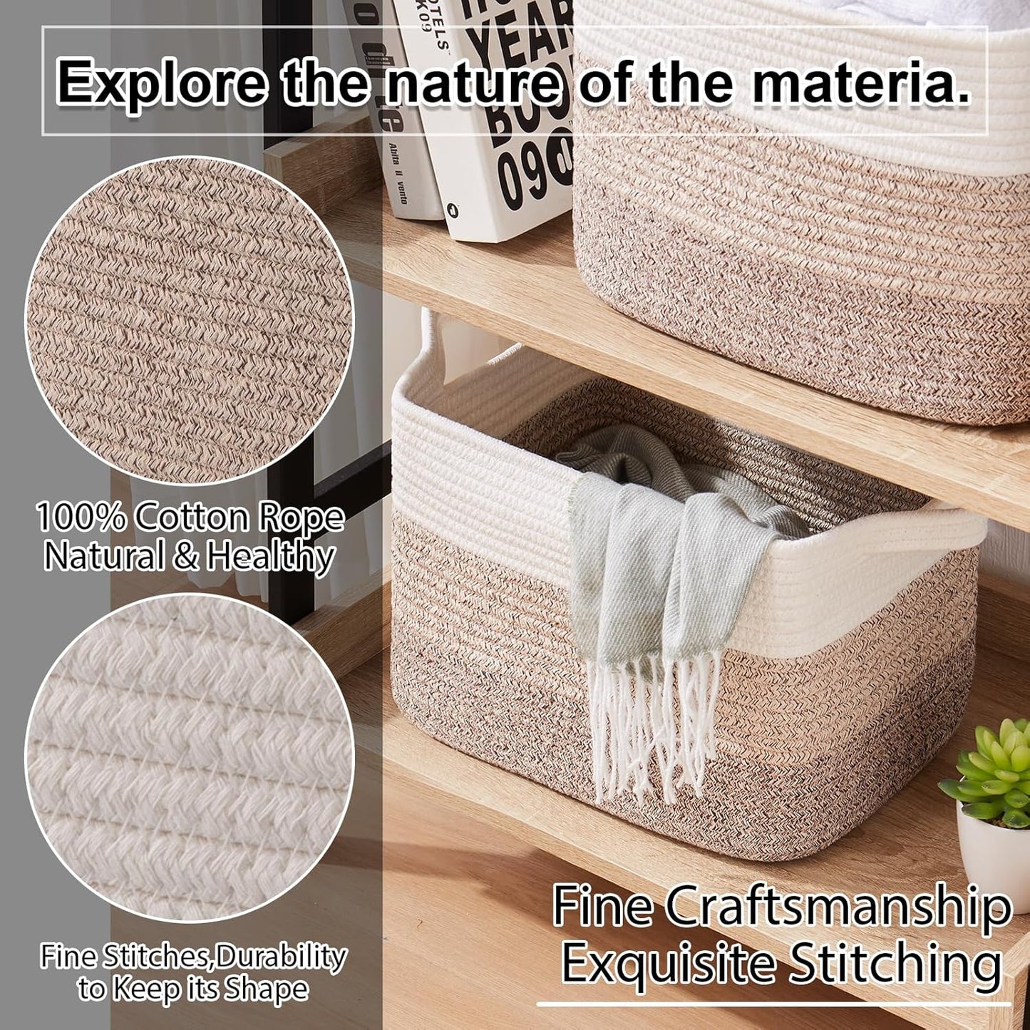 3pc Woven Cotton Rope Storage Baskets
