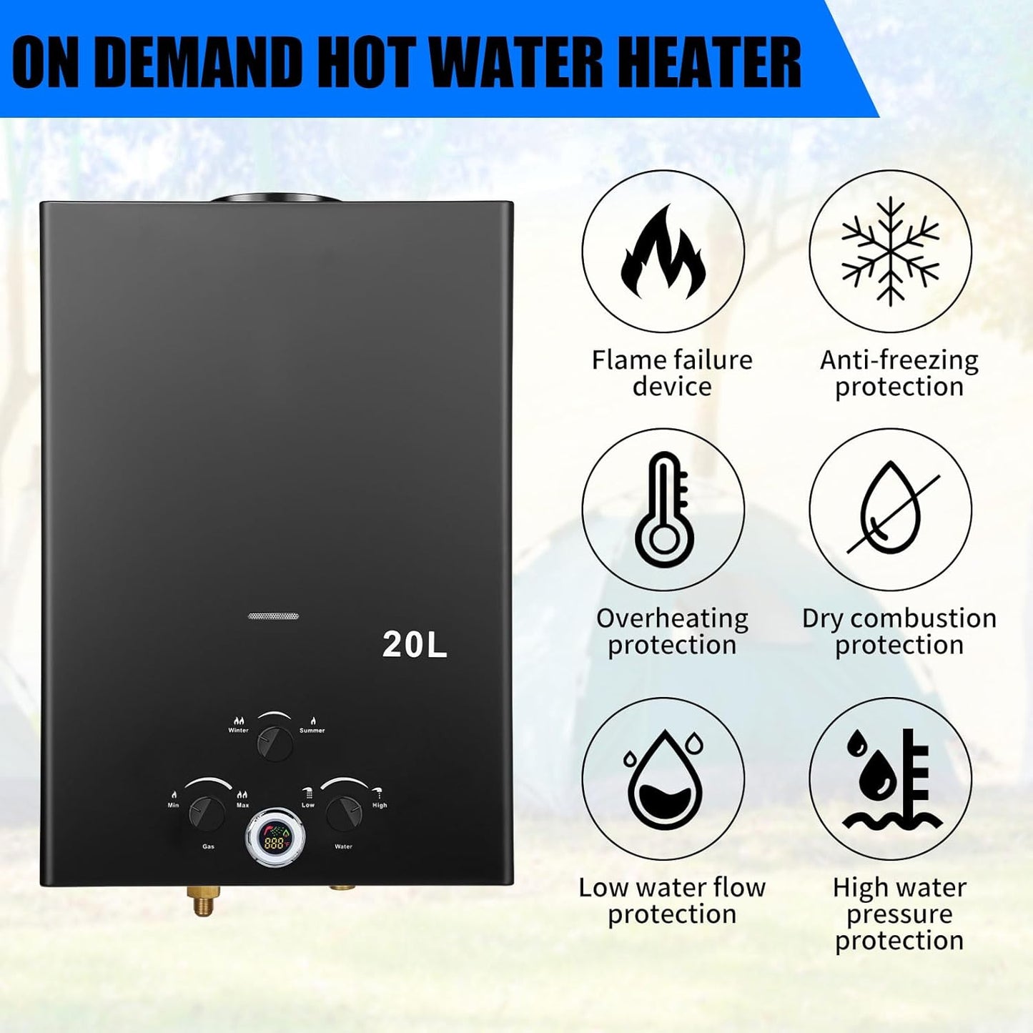 20L Portable Tankless Propane Water Heater