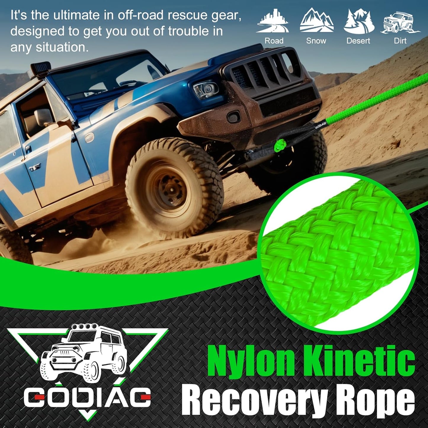 30ft Kinetic Vehicle Towing Rope