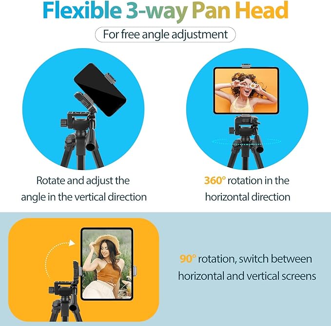 64” Extendable Cell Phone iPad & Camera Tripod