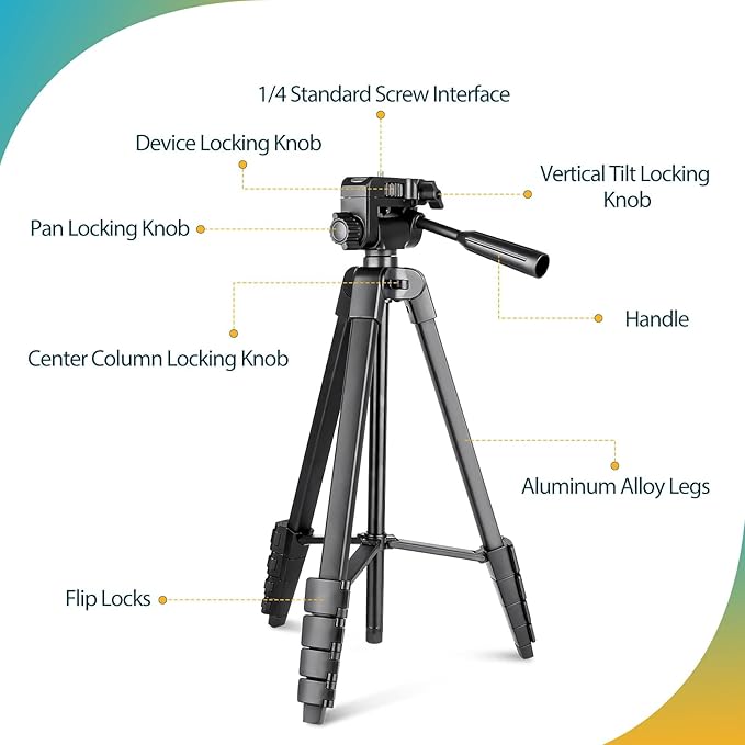 64” Extendable Cell Phone iPad & Camera Tripod