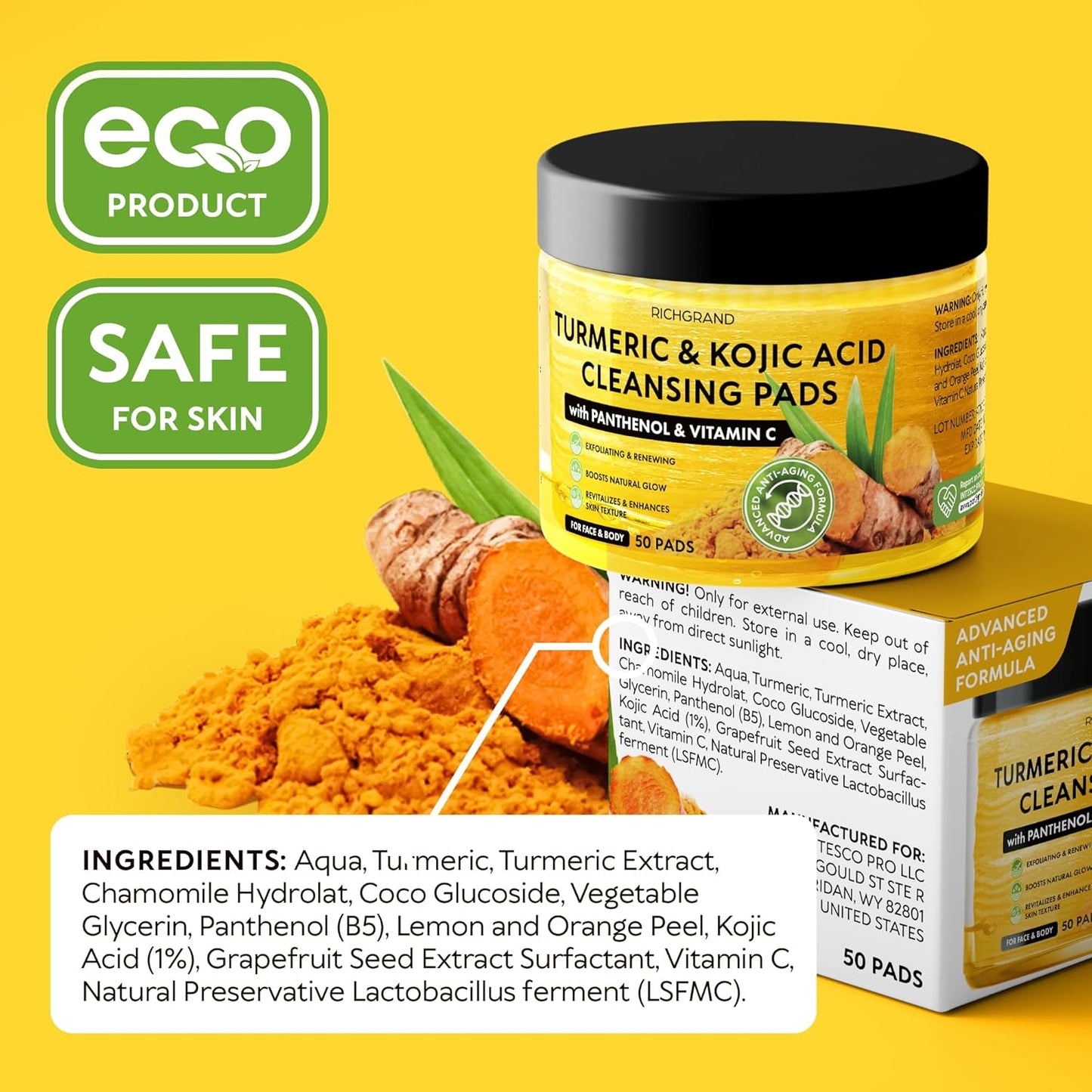 Turmeric Kojic Acid Cleansing Pads