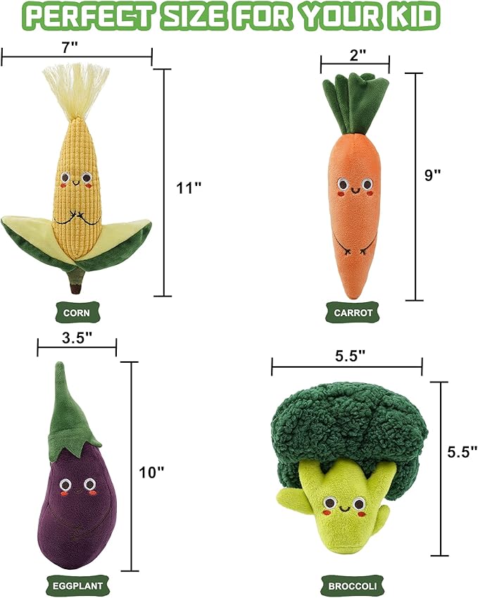 4 Veggie Plush Stuffed Toys