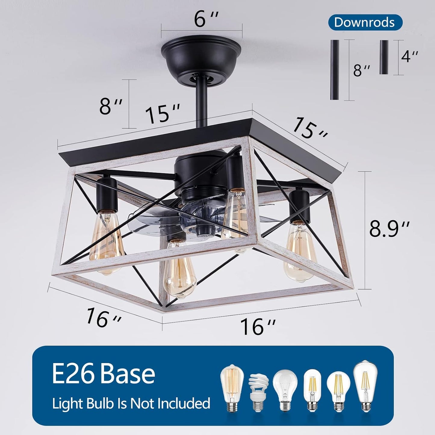Farmhouse Style Ceiling Light and Fan Fixture