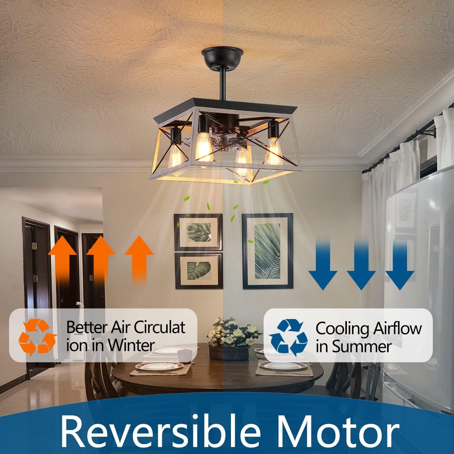 Farmhouse Style Ceiling Light and Fan Fixture